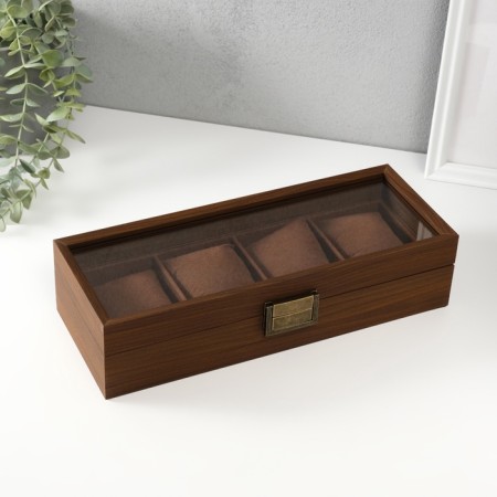 Casket wood for watch 4 divisions "Style" Brown 12x31x7.5 cm