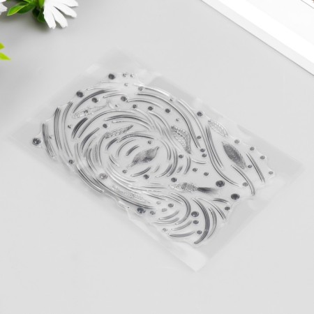 Stamp for creativity Silicon "Leaves and fish in the whirlpool" 16x11 cm-1