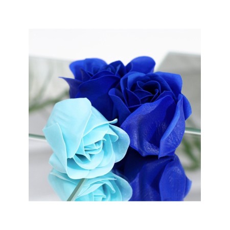 Soap roses, turquoise and blue, set of 11 pcs.-8