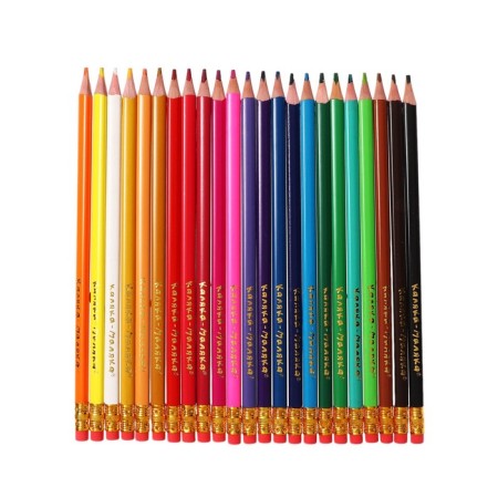 Pencils 24 colors "Kalyak-Malyak" washed, with an eraser, trihedral, plastic case-1