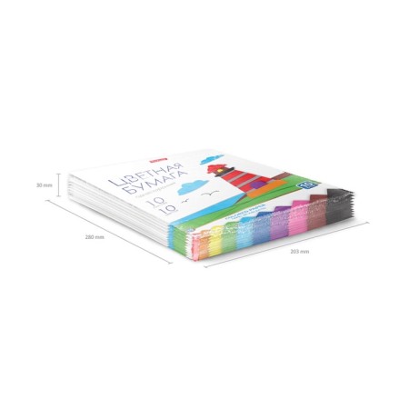 Color A4 paper, 10 colors, 10 sheets, erichkrause, one -sided, non -nominated, on gluing, density 80 g/m2, crafts of crafts-4