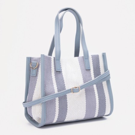 Bag-tout on lightning, beige/blue color-1