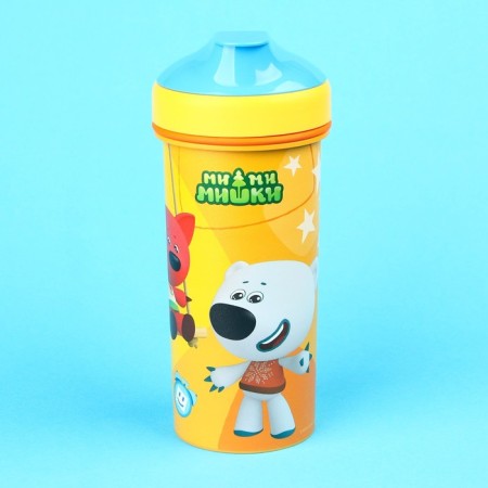 Children's bottle "Mi-Mi-Mim", 400 ml., With a loop, yellow color