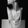Beads "Pearl cascade", 5 threads, beads No. 4, 6, 8, 10, milk color in silver, 70 cm