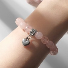 Bracelet Shar No. 8 with a suspension heart “Quartz Pink”, 18 size