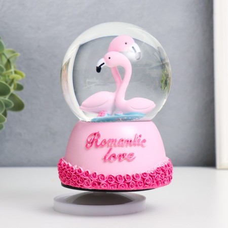 Souvenir Polystone Water Ball Music "Flamingo - Tenderness" MIX 12x8x8 cm-2