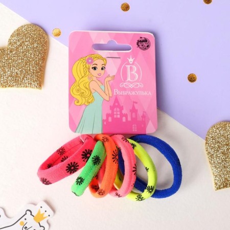 Hair gum "Sport" (set 6 pcs) chamomile, 3.8 cm, mix