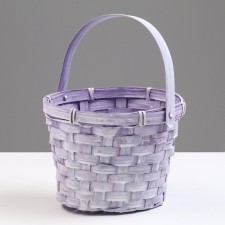 Wicker basket, d17 x 12 x 22 cm, purple, bamboo