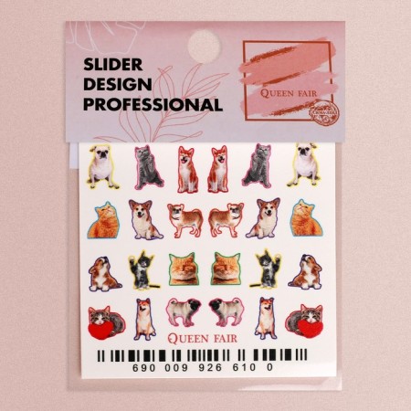 Slider - design for nails "cats and dogs", multi -colored-1