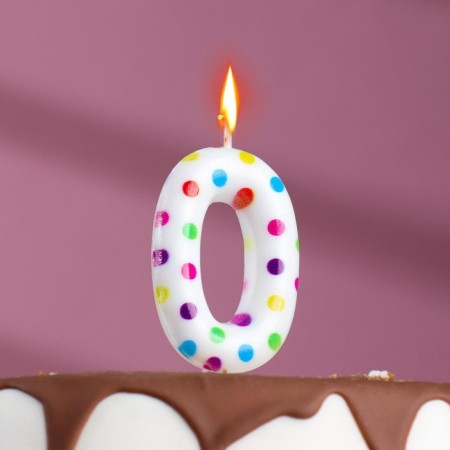 Candle in a cake for birthday "Color confetti", number "0", 5.5 cm