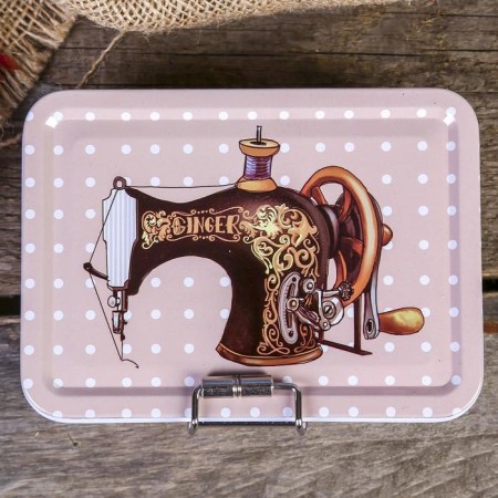Casket Metal with a box "Sewing machine" MIX 4x12.5x9 cm-3