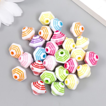 Beads for creativity plastic "Rombs with faces" multi -colored set of 20 g 1.3x1.2x1.1 cm