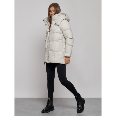 Winter jacket, size 42, beige color-5