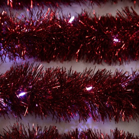 Garland "Mishura" 1 m dew, IP20, red thread, 22 LED, 6 layers, d = 7 cm, white glow, CR2032X2-2