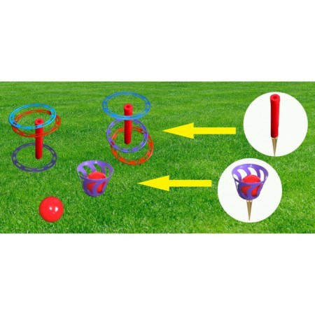 The game "Ringbrush - Sharobros": 2 racks, 6 rings, basket, 2 goals, wedge - 3 pcs-2
