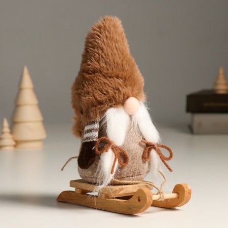 Interior doll "Granny in a fur cap on a sled" 22.5 cm-4
