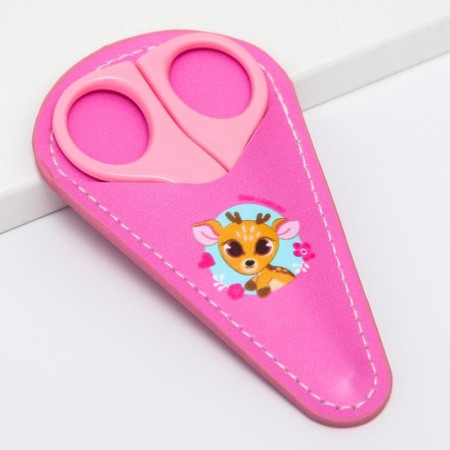 Children's, safe, manicure scissors "Olenenok", pink color