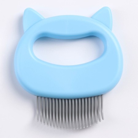 Comb for wool with bent plastic teeth, 21 cloves, 10 x 9 cm, blue-1