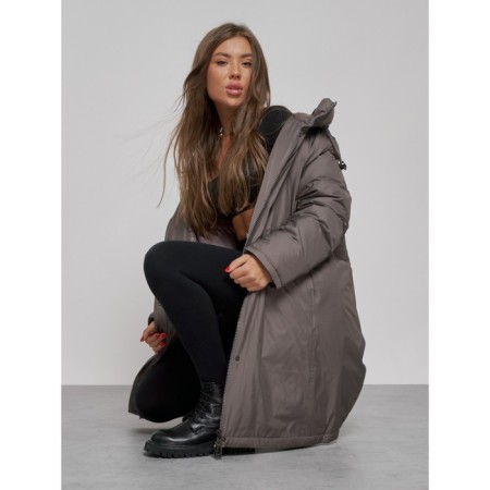 Coat insulated winter female, size 48, dark gray color-14