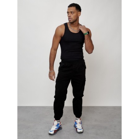 Cargo jeans male, size 56, black color-5