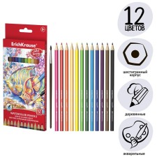Pencils of watercolor 12 colors Erichkrause ArtBerry, with a brush, hexagonal, a bright barrel with a diameter of 3 mm