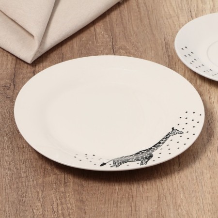 Ceramic plate "Animals", 20 cm, white color-2