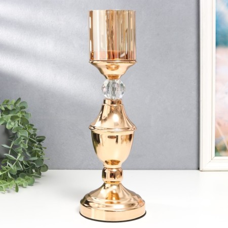 Summary metal, glass per 1 candle "Titsino" D-6 cm, gold 11.5x11.5x38 cm-1