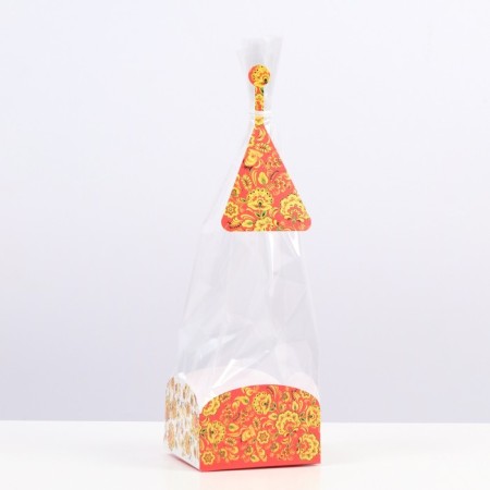A package with a hard bottom "Khokhloma", 9 x 9 x 32 cm