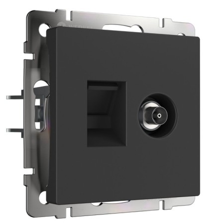 Rosette W1181308, TV+Ethernet, RJ-45, 6 Cat., Black matte