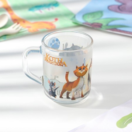 Mug "Cats of the Hermitage", 230 ml, glass, in gift packaging