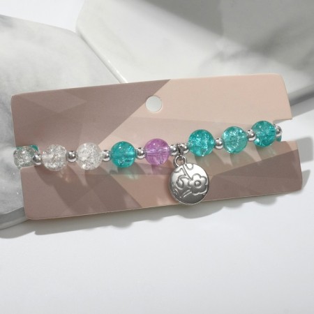 Bracelet "Joy" coin, white-blue color, d = 7-1