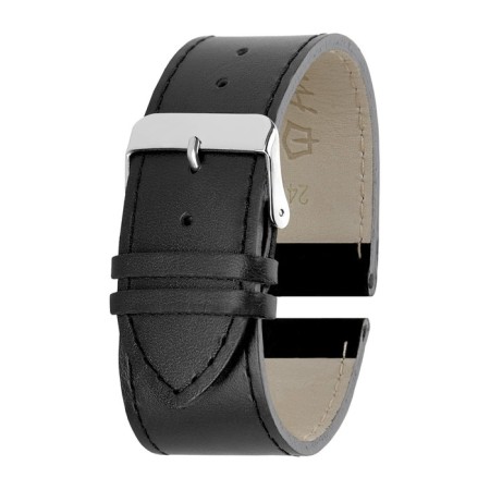 Watch strap, male, 24 mm, harness 75 mm, larynx 115 mm, genuine leather, black
