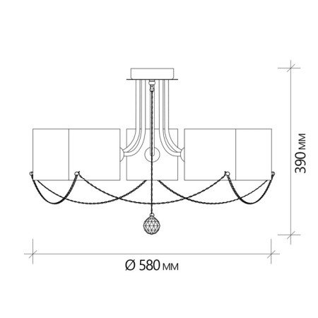 Ceiling lamp 5x40W E14, size 58x58x39 cm-6