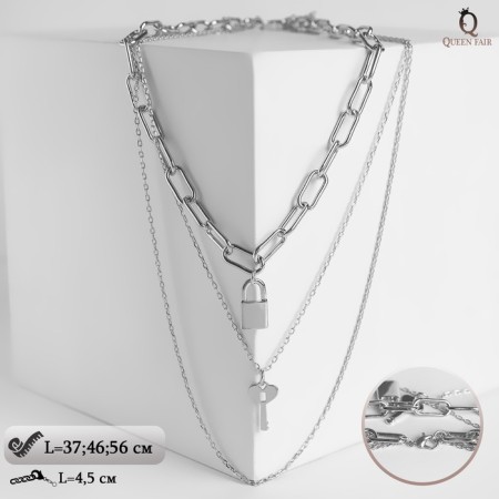 Piece "Clock" key with a lock, color silver, 56 cm