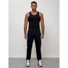 Cargo jeans men, size 48, dark blue color