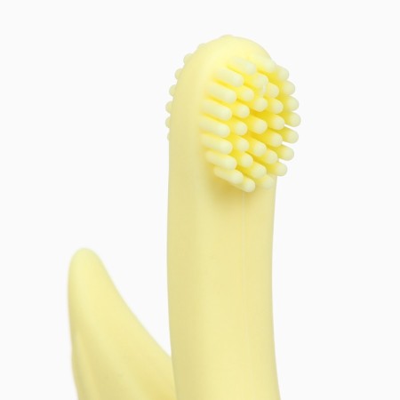 Silicone teething for teeth "Swan", brush, on suction cup, yellow color, crumb I-5