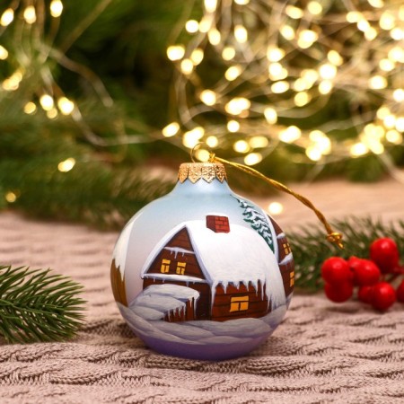 Christmas ball D-8 cm "Winter village" manual painting, mix