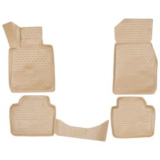 3D mats in the BMW 3 F30 salon, 2012-2016 4 pcs. (polyurethane, beige)