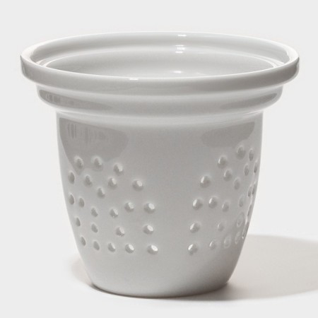 Glass mug for brewing with ceramic sieve "Tenderness", 300 ml, white color-6