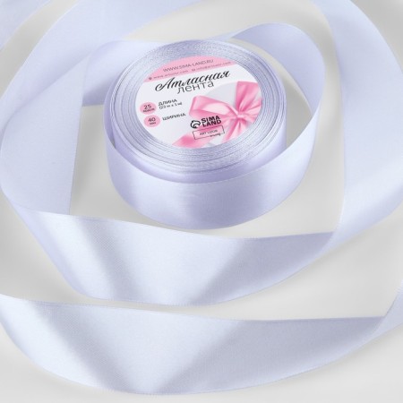 Satin tape, 40 mm × 23 ± 1 m, color light lilac No. 290