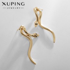 Серьги со стразами XUPING змейка, цвет белый в золоте