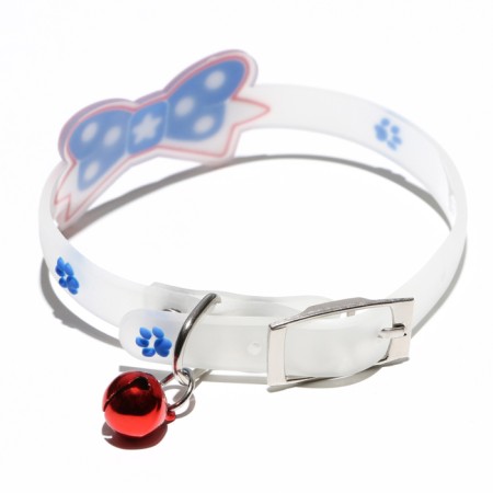 Collar "bow", 28 x 1 cm, Osh 18-24 cm, transparent/blue-1