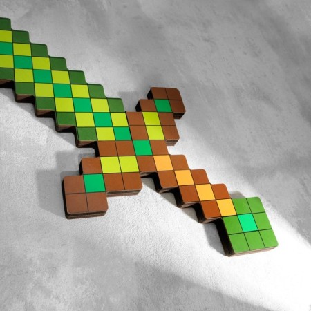 Wooden souvenir "Sword", 19.5x56.5x1.2 cm, pixel, green-3