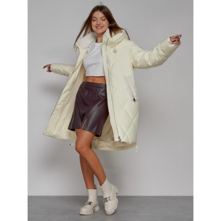 Coat insulated winter female, size 50, color light yellow-11