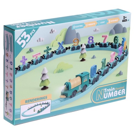 Railway "Number Train", children's, magnetic connection, works from batteries-6