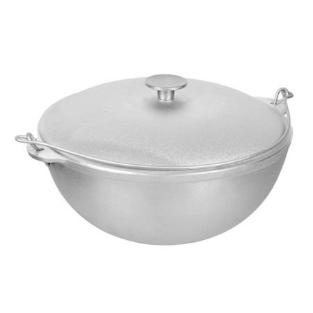 Kazan aluminum cast boyscout, with a lid and an arc, 6 l, Asian bowl, a flat bottom-2