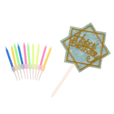 Set for decorating the table "Birthday": candles, topper, balls, set 16 pcs in a set.-4