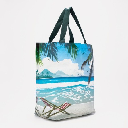 Shopper bag without fastening, colorful/blue color