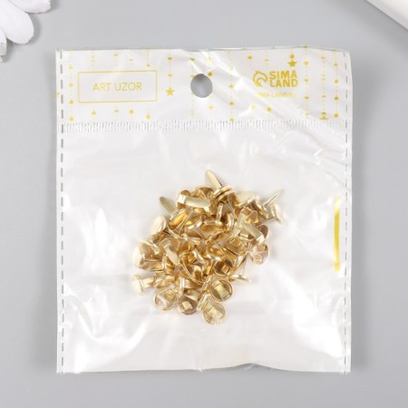 Brads for creativity metal "gold" set 40 pcs 1 cm 15.5x8.8x2 cm-3