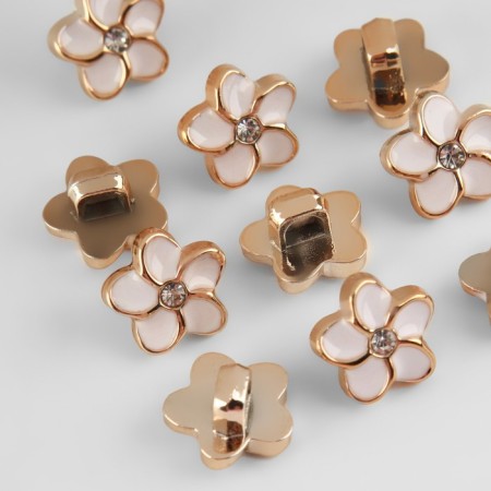 A set of buttons on the leg, d = 11.5 mm, 10 pcs, white/gold color-1